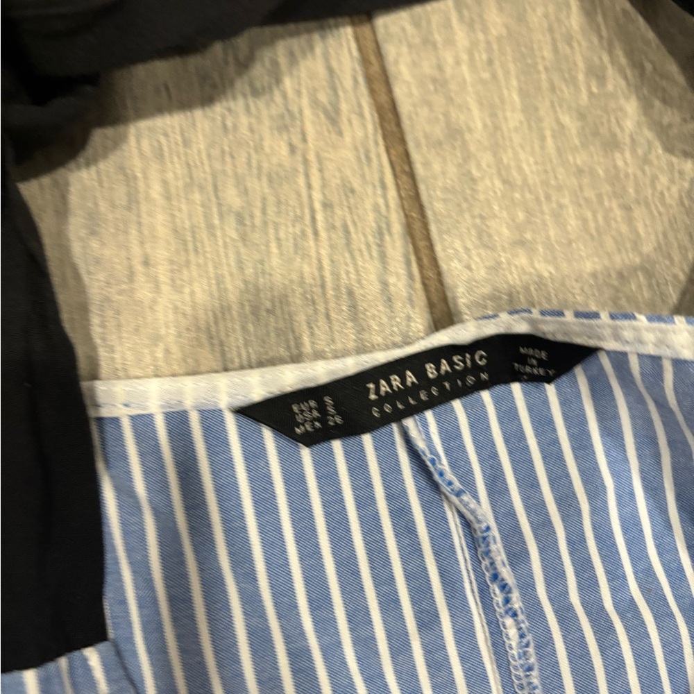 Zara Basic Oversized Mini Dress Stripped Adjustable Shoulder Ties Size Small - Picture 3 of 4